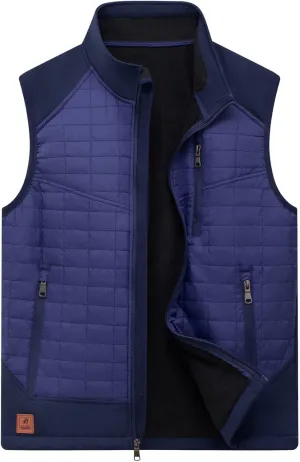 Vcansion Men's Lightweight Fleece Lined Puffer Vest Softshell Outerwear Sleeveless Jacket for Hiking Travel Golf