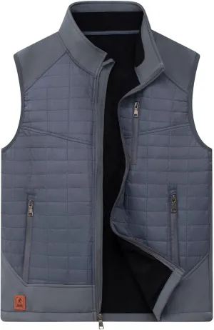 Vcansion Men's Lightweight Fleece Lined Puffer Vest Softshell Outerwear Sleeveless Jacket for Hiking Travel Golf