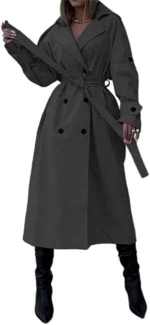 VIVICOLOR Womens Long Trench Coat Casual Slim Overcoat Outerwear with Belt, Womens Long Trench Overcoat