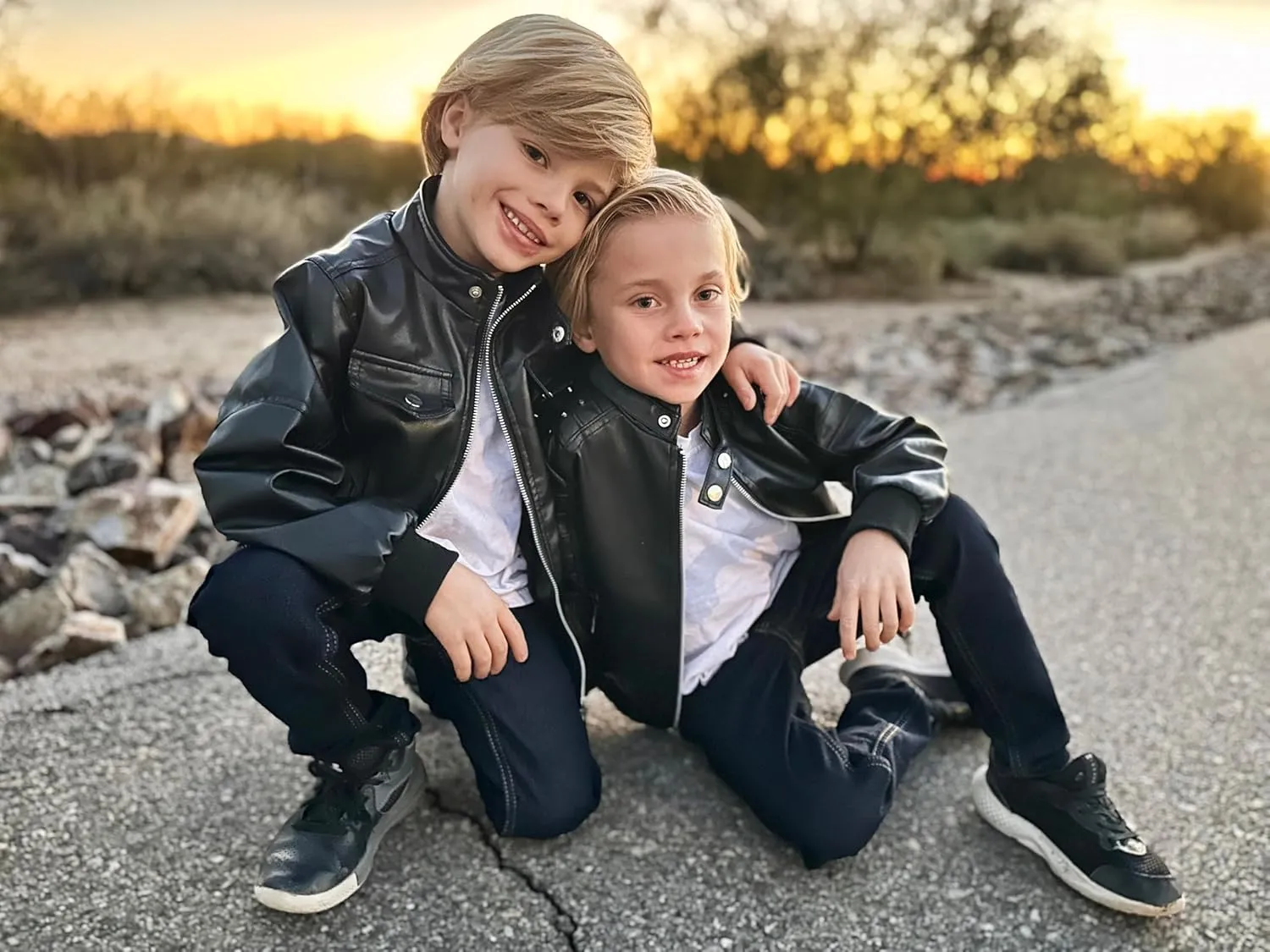 Volunboy Boys Leather Jacket Kids Fall Motorcycle Faux Pu Coats Spring Outerwear