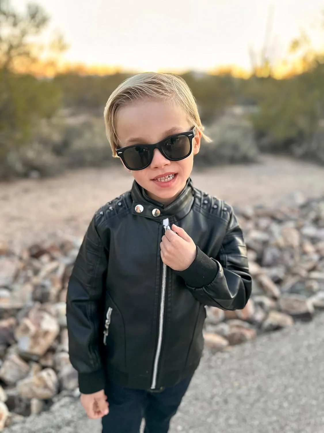 Volunboy Boys Leather Jacket Kids Fall Motorcycle Faux Pu Coats Spring Outerwear