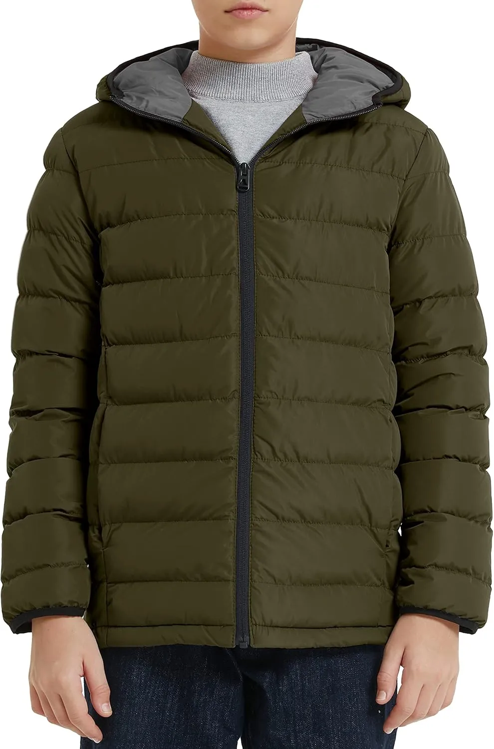 wantdo Boys' Winter Coat Lightweight Puffer Jacket Waterproof Outerwear Hooded