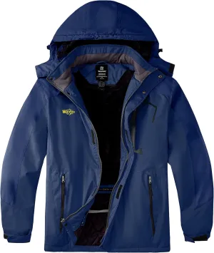 Wantdo Men's Plus Size Waterproof Ski Jacket Big&Tall Warm Winter Hooded Coat Snow Mountain Windbreaker