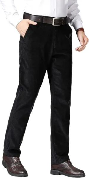 Wemaliyzd Men Casual Corduroy Work Cargo Pants Elastic Waist Suit Trousers