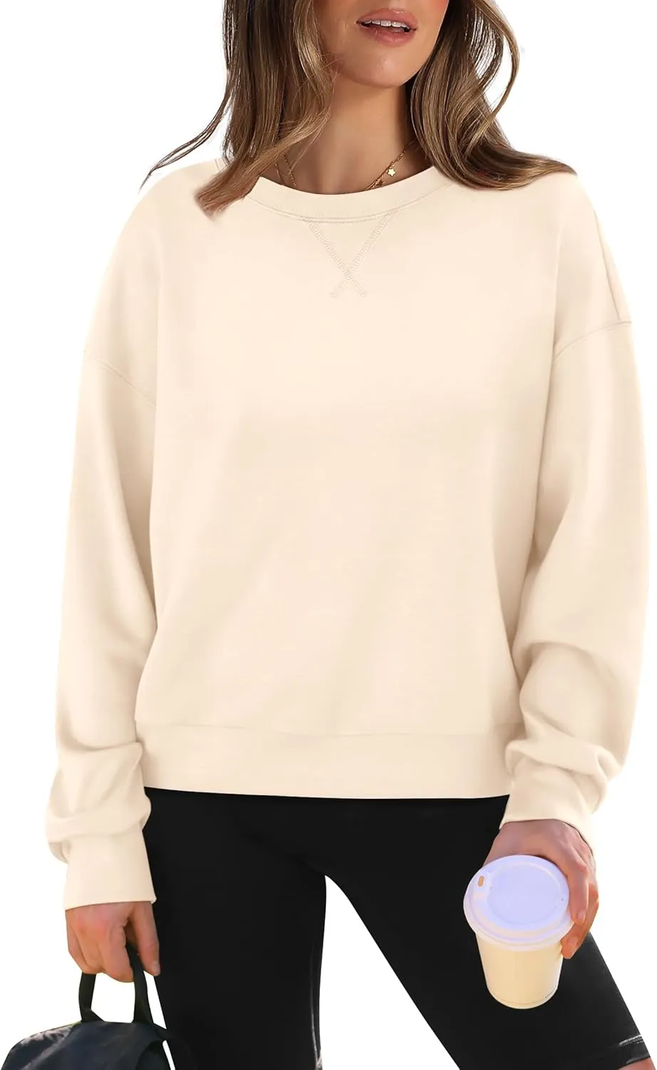 WIHOLL Womens Long Sleeve Crop Tops Crewneck Pullover Shirts Lightweight Sweatshirts 2024 Fall Fashion Clothes
