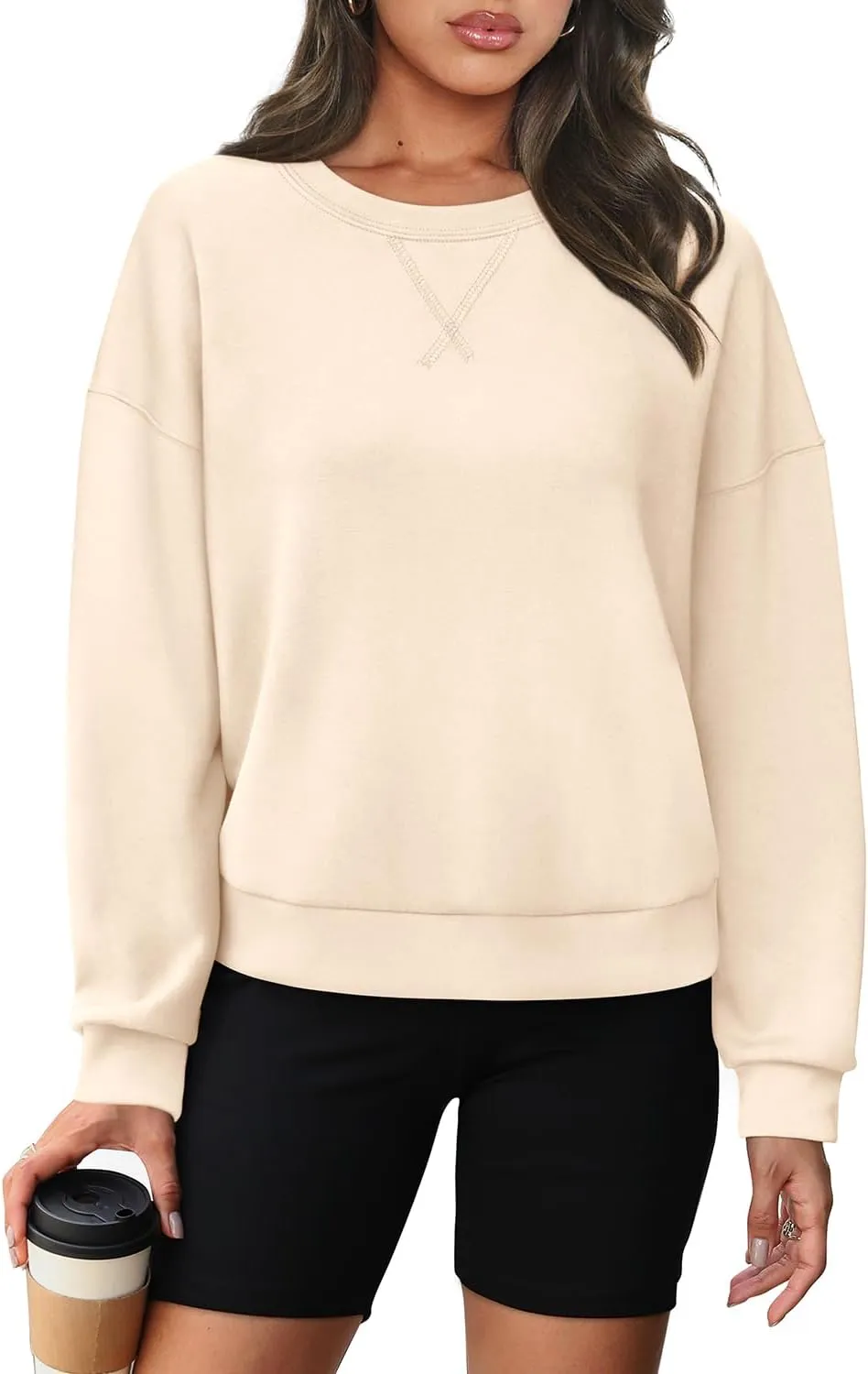 WIHOLL Womens Long Sleeve Crop Tops Crewneck Pullover Shirts Lightweight Sweatshirts 2024 Fall Fashion Clothes