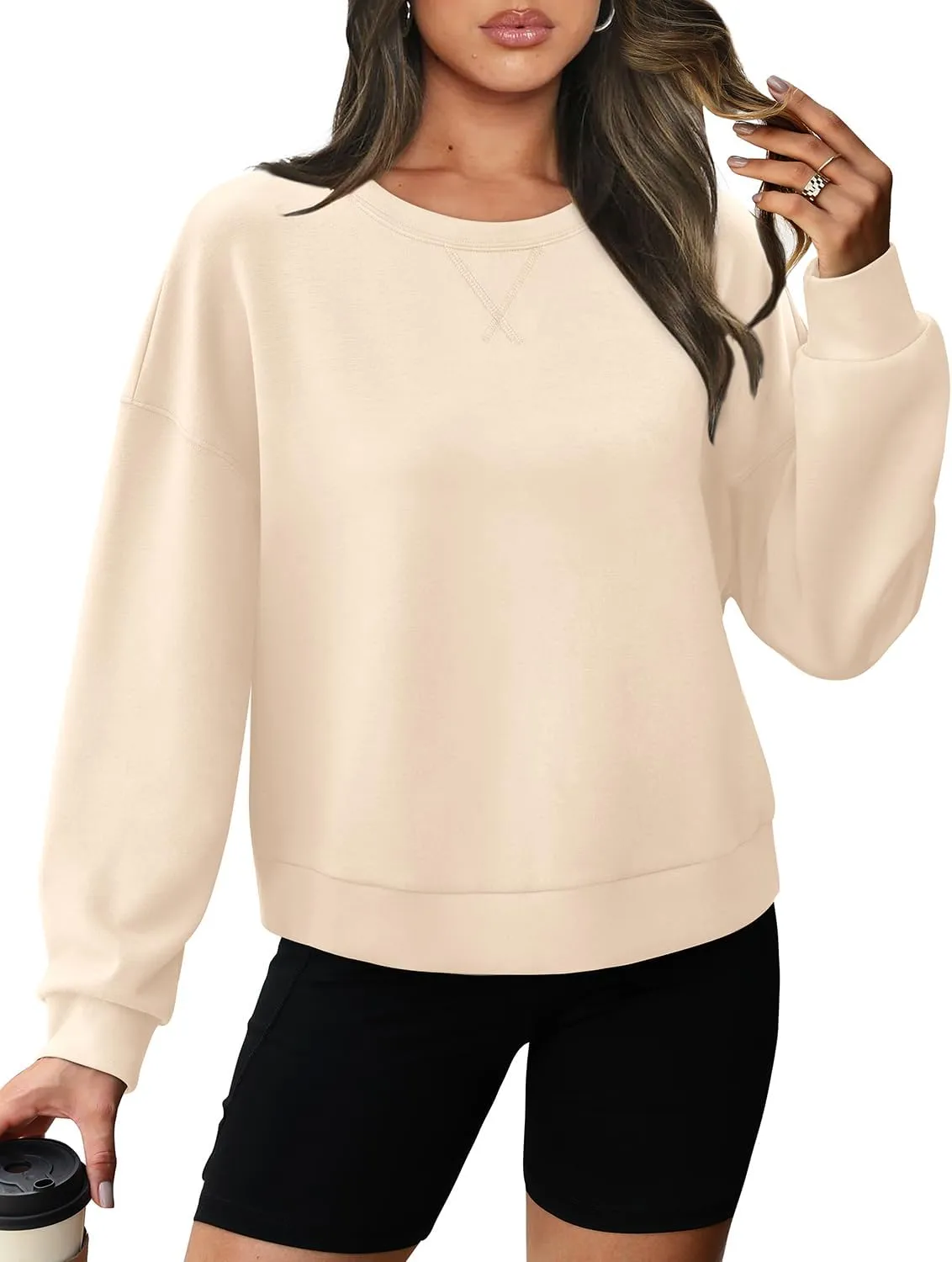 WIHOLL Womens Long Sleeve Crop Tops Crewneck Pullover Shirts Lightweight Sweatshirts 2024 Fall Fashion Clothes