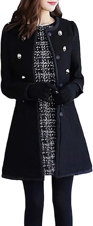 Winter Coats for Women 2024 Wool Blend Warm Pea Coats Single Breasted Long Sleeve Trench Coat Dress Coats