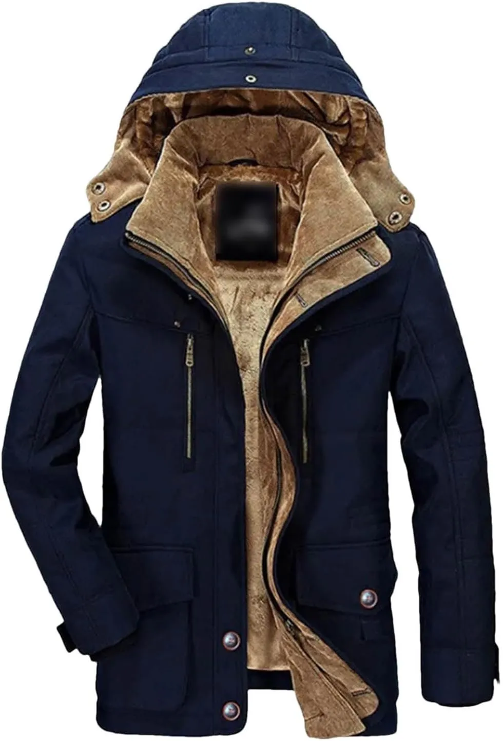 Winter Cotton-Padded Men's Medium And Long Plus Fleece Thickened Cotton-Padded Clothes Windproof Coat