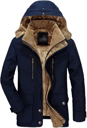 Winter Cotton-Padded Men's Medium And Long Plus Fleece Thickened Cotton-Padded Clothes Windproof Coat