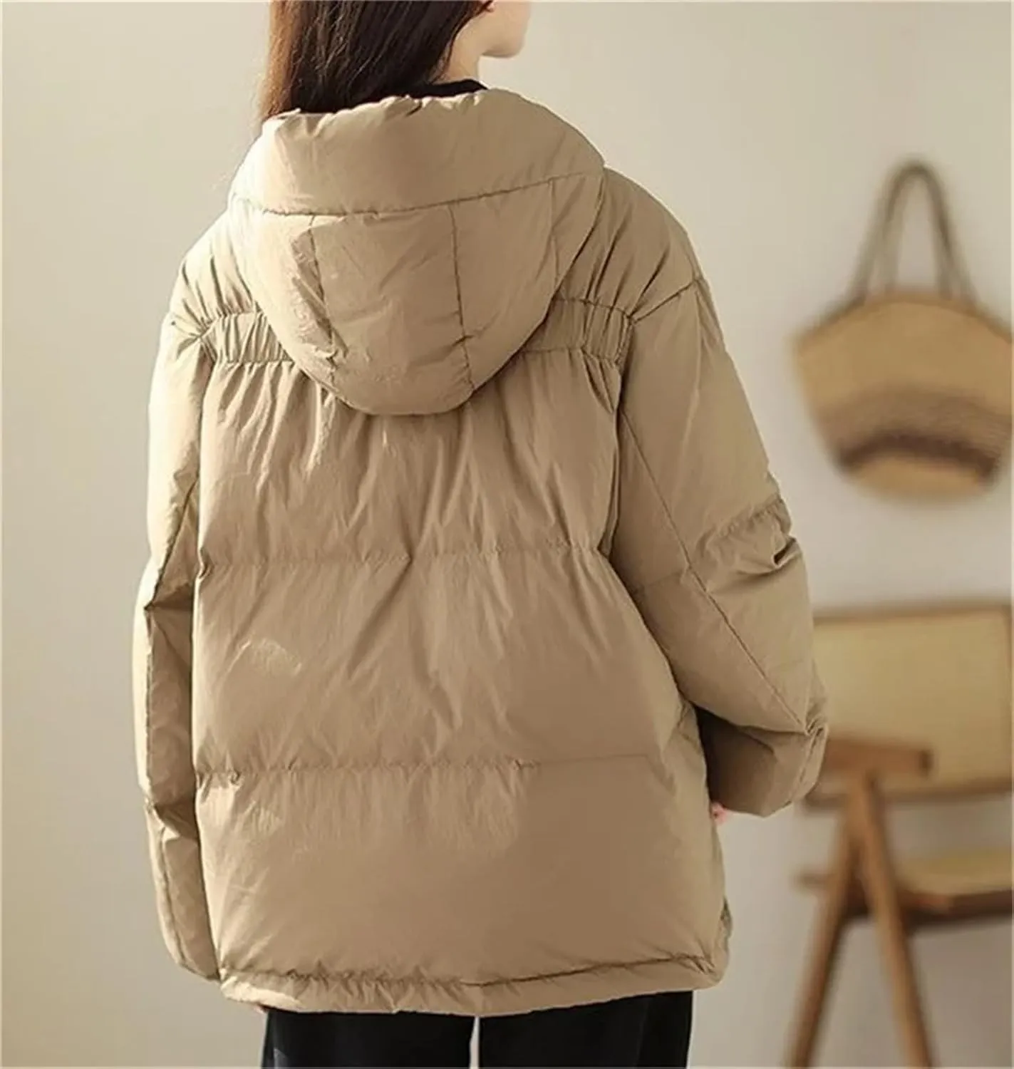 Winter Down cotton Jacket Women Parkas Hooded Zipper Pockets Thick Warm Padded Coat Female Loose outerwear