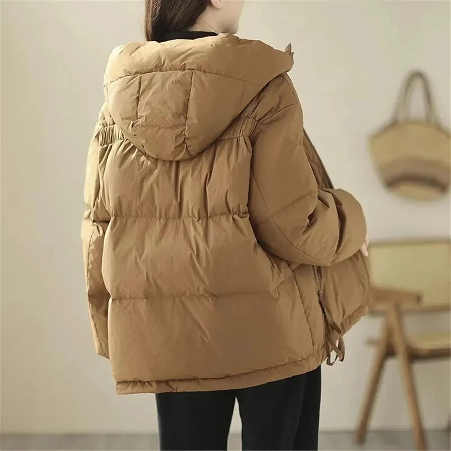 Winter Down cotton Jacket Women Parkas Hooded Zipper Pockets Thick Warm Padded Coat Female Loose outerwear