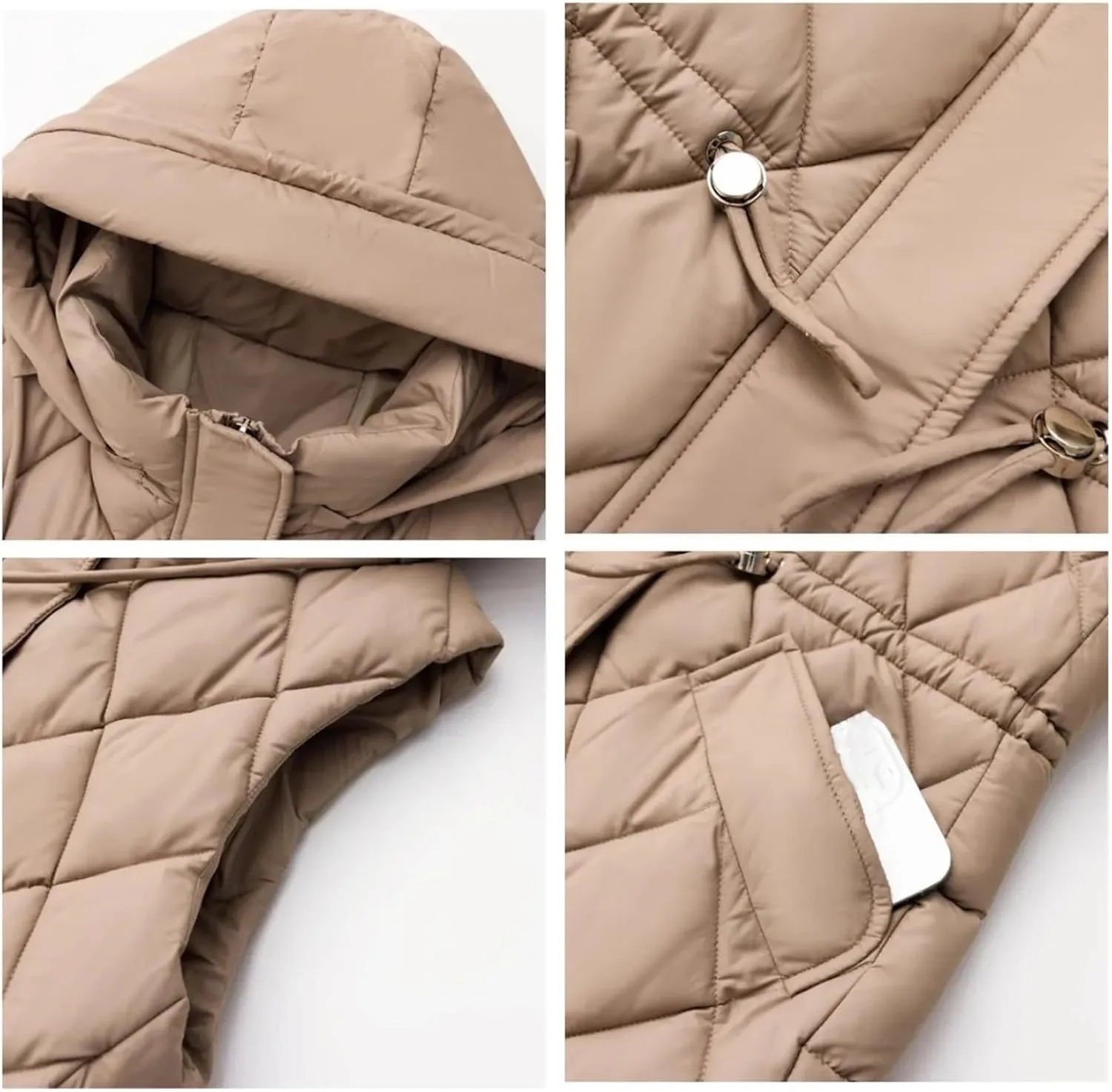 Winter Down Cotton Waistcoat Womens Long Cotton-Padded Vests Windproof Hooded Puffer Parkas Warm Snow Wear Coats