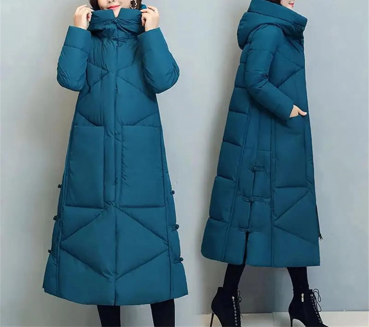 Winter Long Coat Thicken Cotton Padded Warm Snow Outerwear Loose Female Windproof Hooded Jacket Parkas