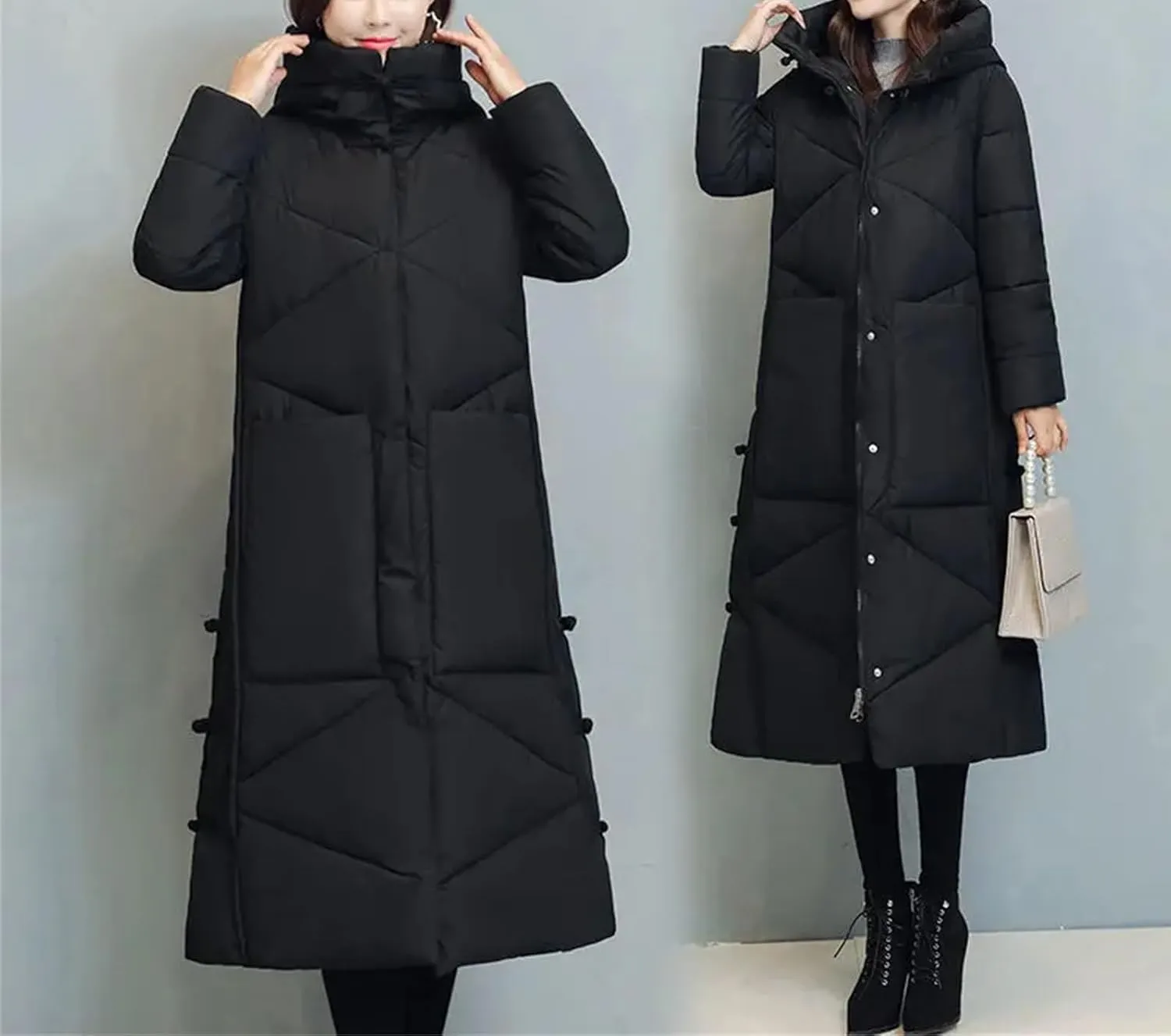 Winter Long Coat Thicken Cotton Padded Warm Snow Outerwear Loose Female Windproof Hooded Jacket Parkas