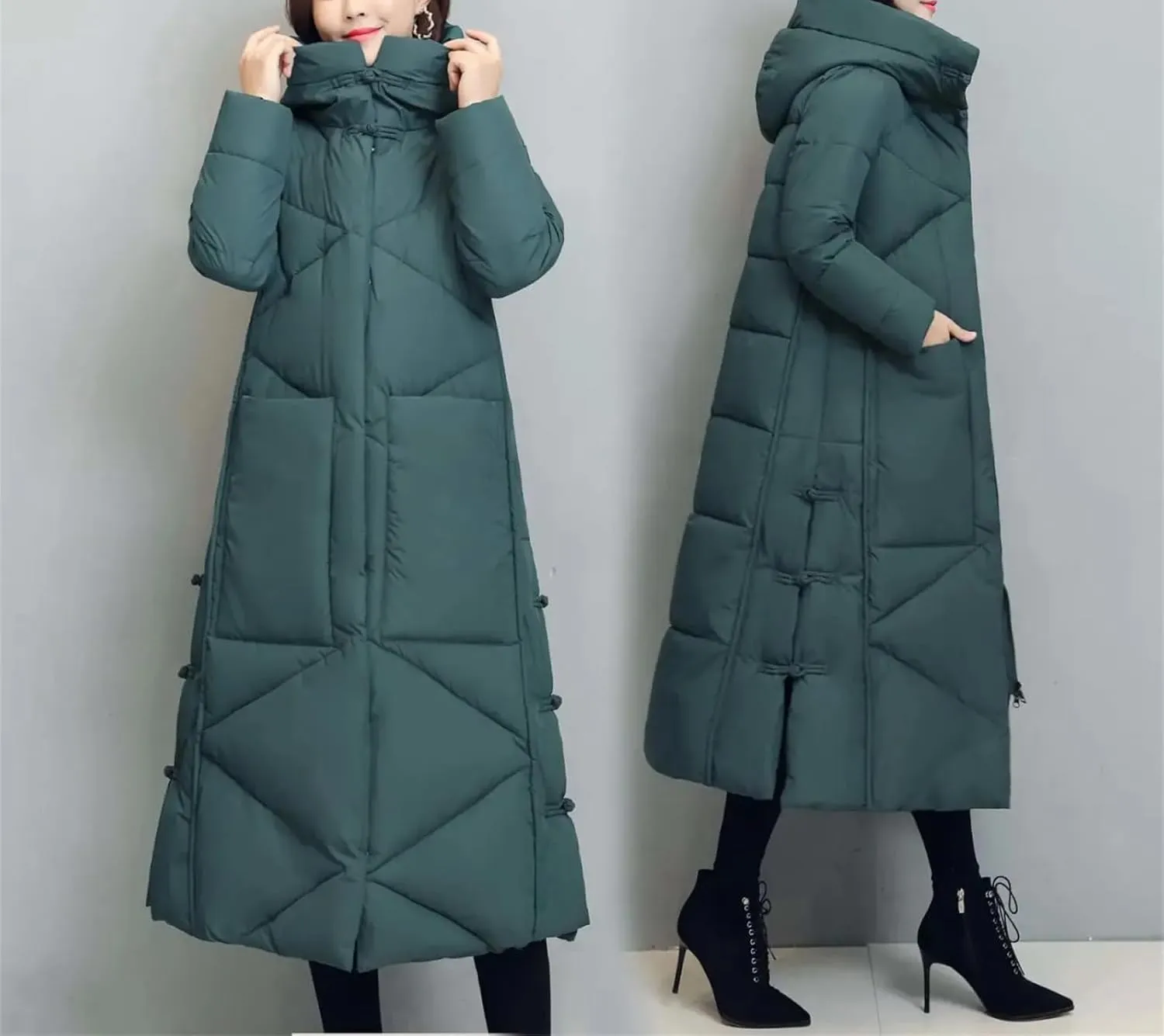 Winter Long Coat Thicken Cotton Padded Warm Snow Outerwear Loose Female Windproof Hooded Jacket Parkas