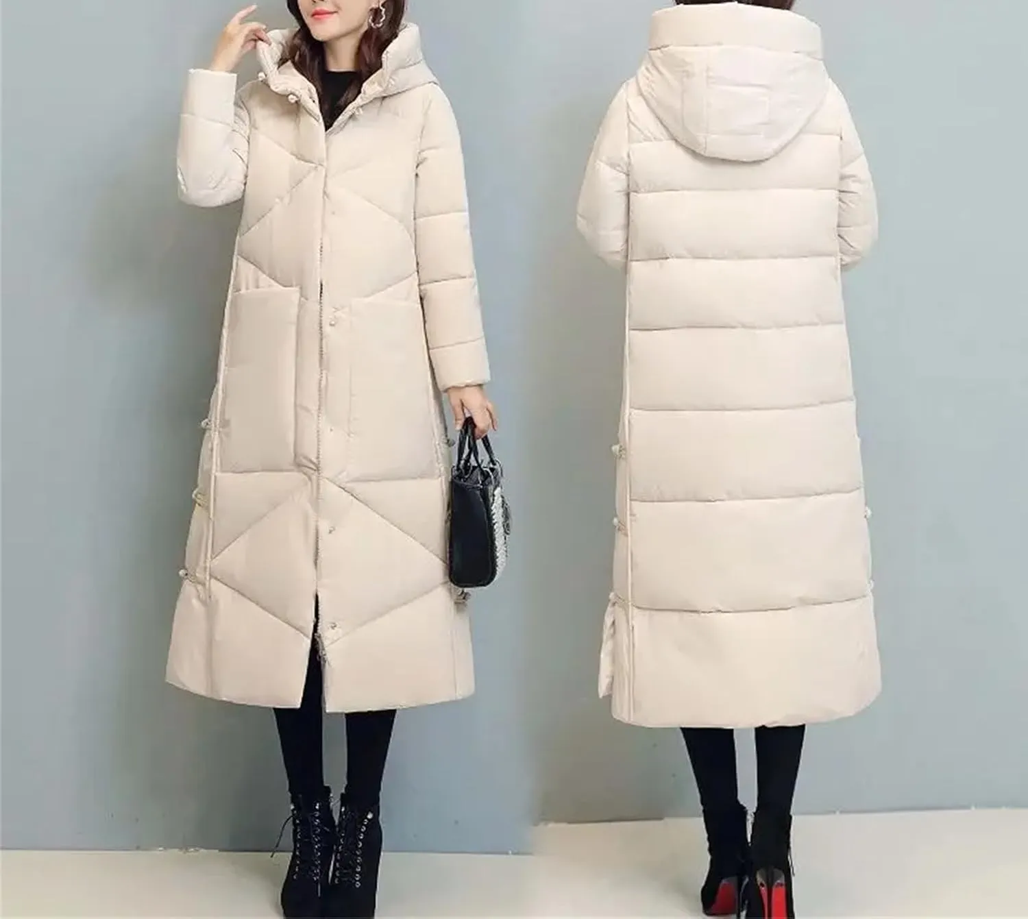 Winter Long Coat Thicken Cotton Padded Warm Snow Outerwear Loose Female Windproof Hooded Jacket Parkas