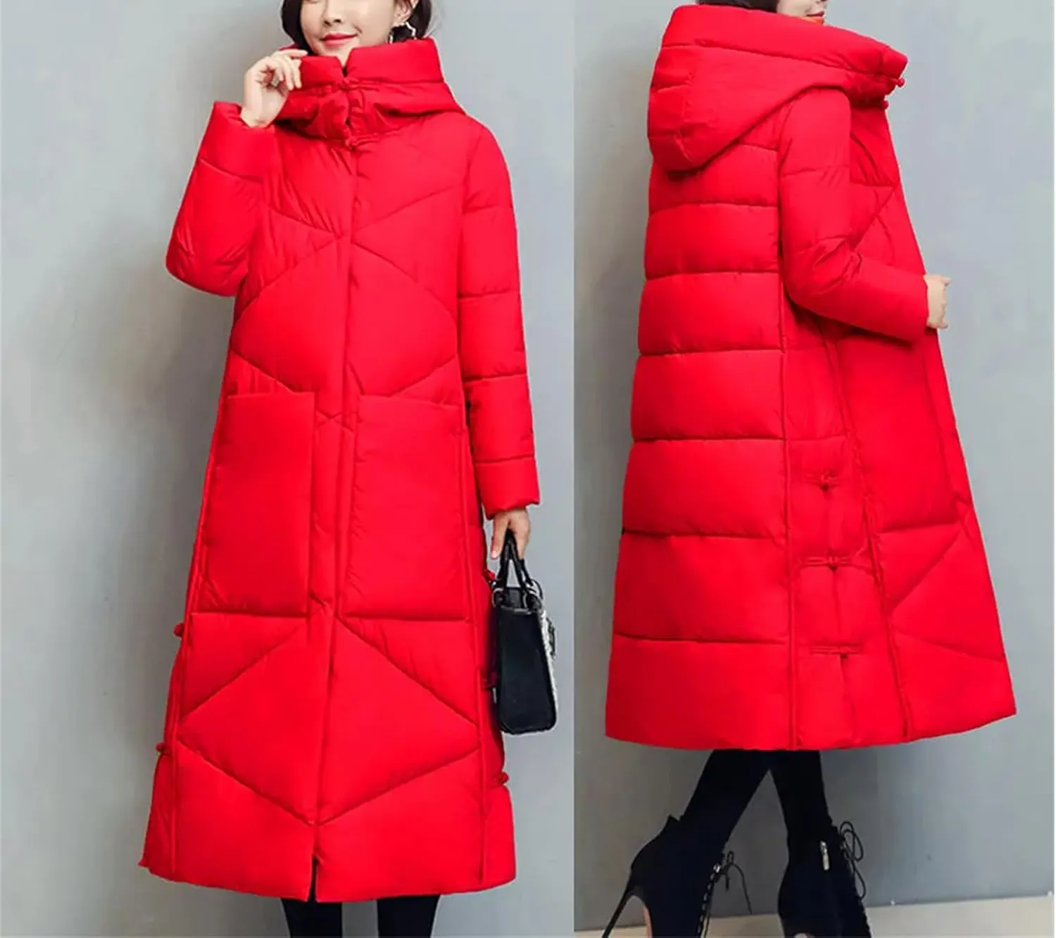 Winter Long Coat Thicken Cotton Padded Warm Snow Outerwear Loose Female Windproof Hooded Jacket Parkas
