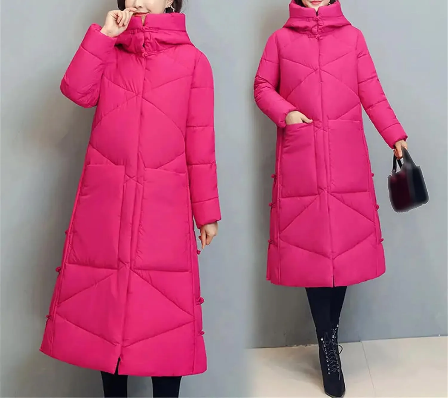 Winter Long Coat Thicken Cotton Padded Warm Snow Outerwear Loose Female Windproof Hooded Jacket Parkas