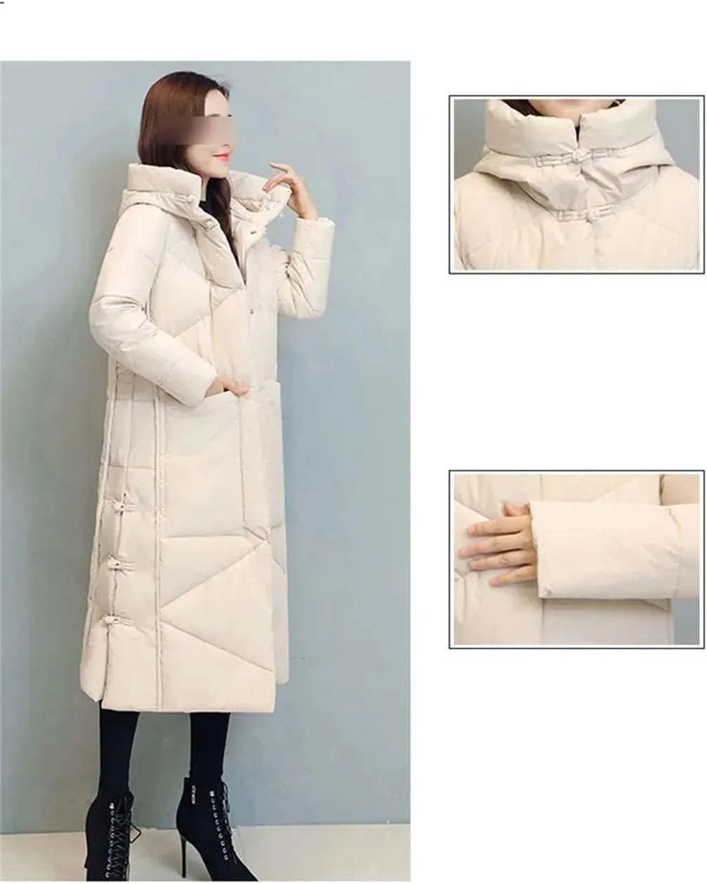 Winter Long Coat Women's Fashion Thicken Cotton Padded Warm Snow Outerwear Loose Windproof Hooded Jacket