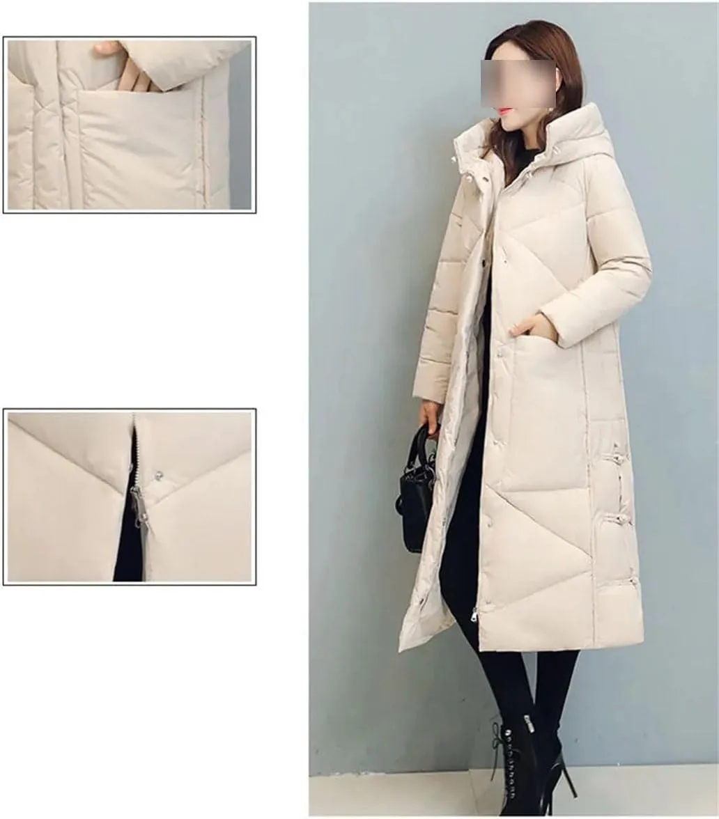 Winter Long Coat Women's Fashion Thicken Cotton Padded Warm Snow Outerwear Loose Windproof Hooded Jacket