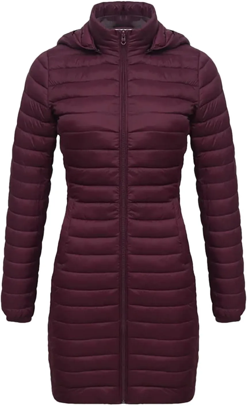 Winter Women Loose Long Parka Coat With Detachable Hood Soild Ultralight Portable Warm Padded Cotton Outwear