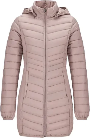 Winter Women Soild Long Warm Parka Coat With Hood Outdoor Ultralight Portable Windproof Padded Cotton