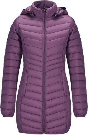 Winter Women Soild Long Warm Parka Coat With Hood Outdoor Ultralight Portable Windproof Padded Cotton