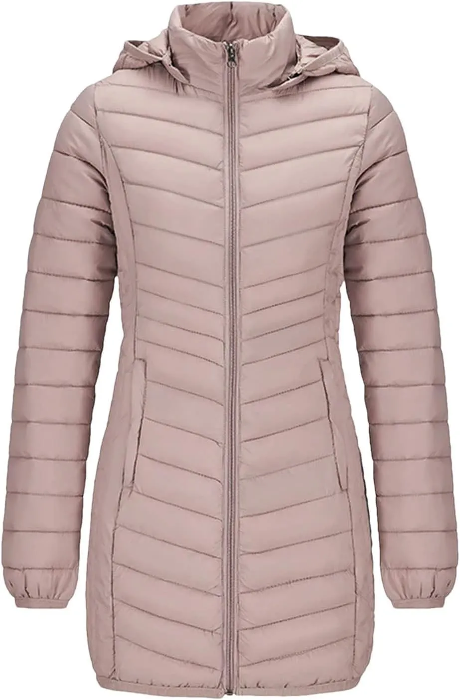 Winter Women Soild Long Warm Parka Coat With Hood Outdoor Ultralight Portable Windproof Padded Cotton