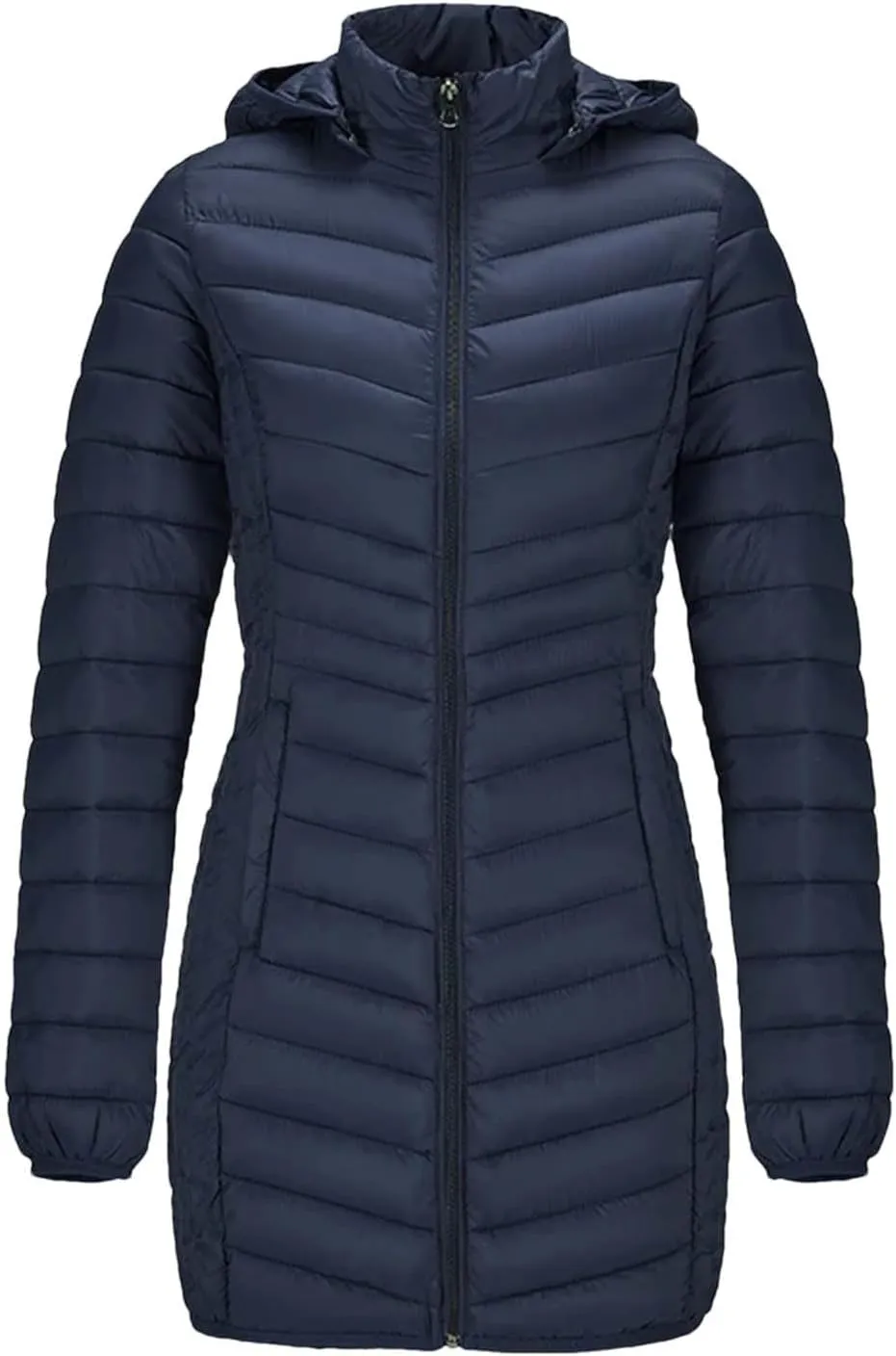 Winter Women Soild Long Warm Parka Coat With Hood Outdoor Ultralight Portable Windproof Padded Cotton