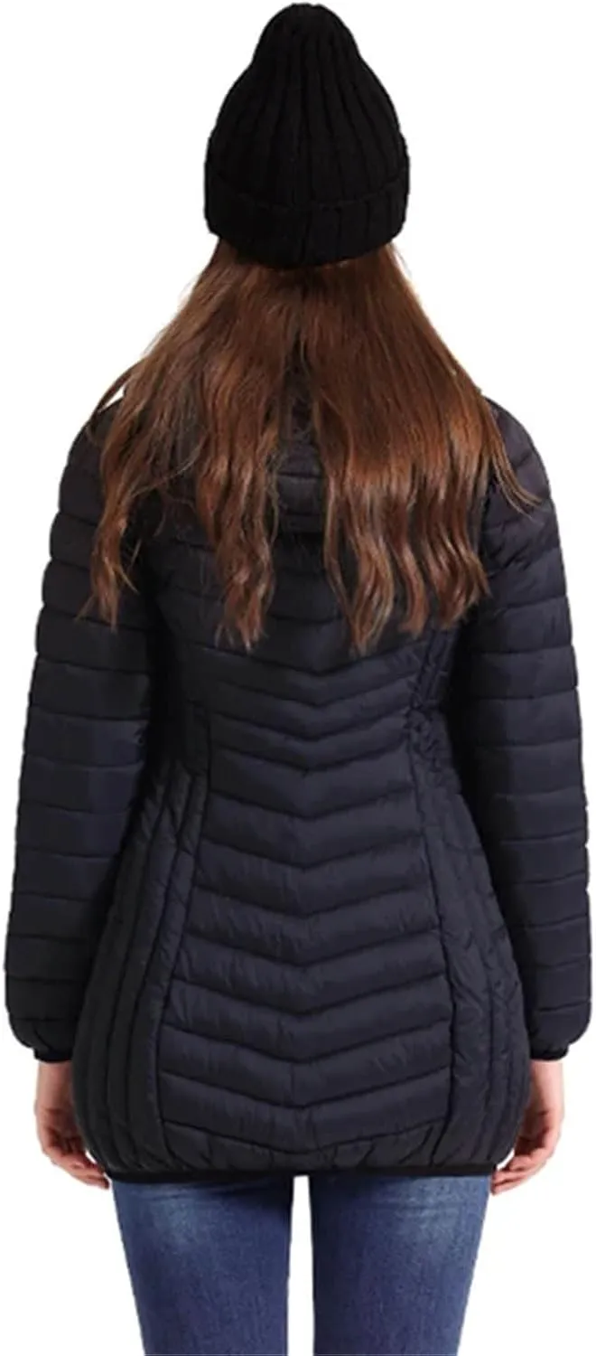 Winter Women Soild Long Warm Parka Coat With Hood Outdoor Ultralight Portable Windproof Padded Cotton