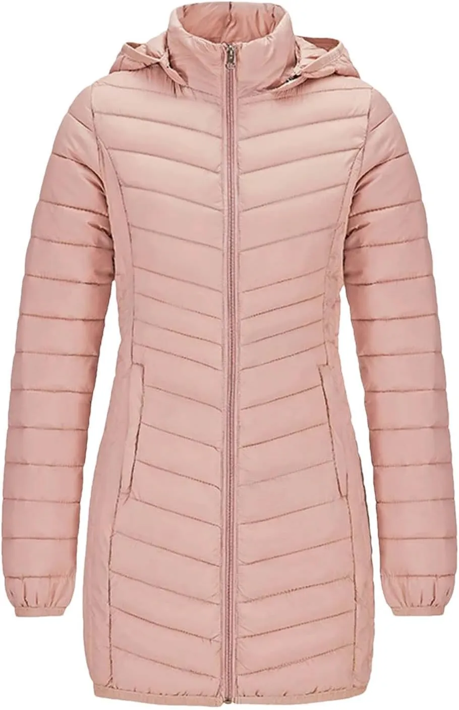 Winter Women Soild Long Warm Parka Coat With Hood Outdoor Ultralight Portable Windproof Padded Cotton