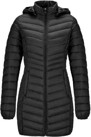 Winter Women Soild Long Warm Parka Coat With Hood Outdoor Ultralight Portable Windproof Padded Cotton