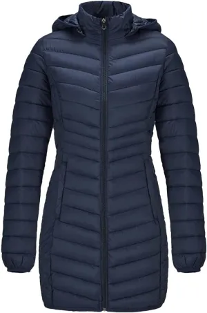 Winter Women Soild Long Warm Parka Coat With Hood Outdoor Ultralight Portable Windproof Padded Cotton