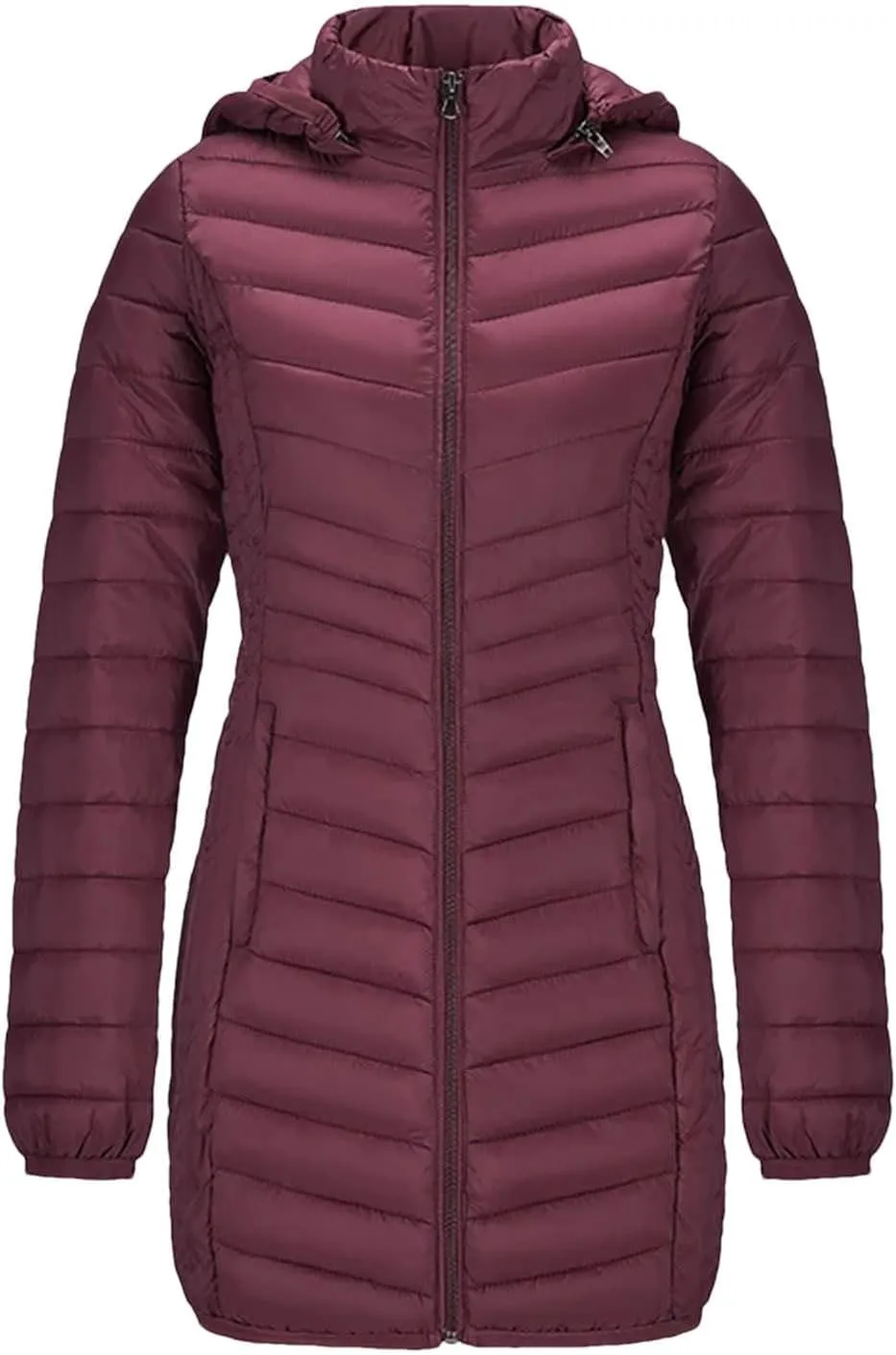 Winter Women Soild Long Warm Parka Coat With Hood Outdoor Ultralight Portable Windproof Padded Cotton