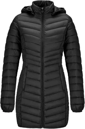 Winter Women Soild Windproof Long Warm Parka Coat With Hood Ultralight Portable Outdoor Padded Cotton Jacket