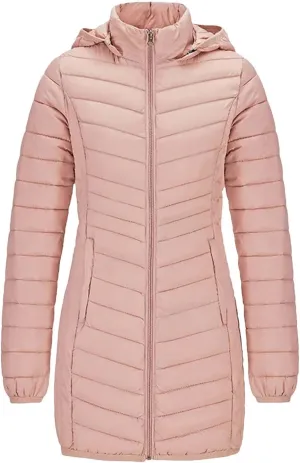 Winter Women Soild Windproof Long Warm Parka Coat With Hood Ultralight Portable Outdoor Padded Cotton Jacket