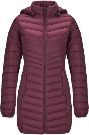Winter Women Soild Windproof Long Warm Parka Coat With Hood Ultralight Portable Outdoor Padded Cotton Jacket