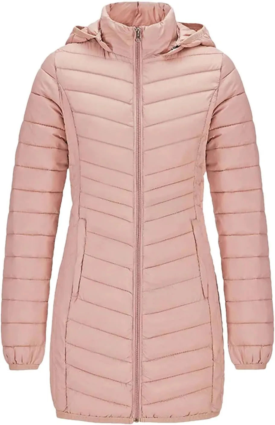 Winter Women Soild Windproof Long Warm Parka Coat With Hood Ultralight Portable Outdoor Padded Cotton Jacket