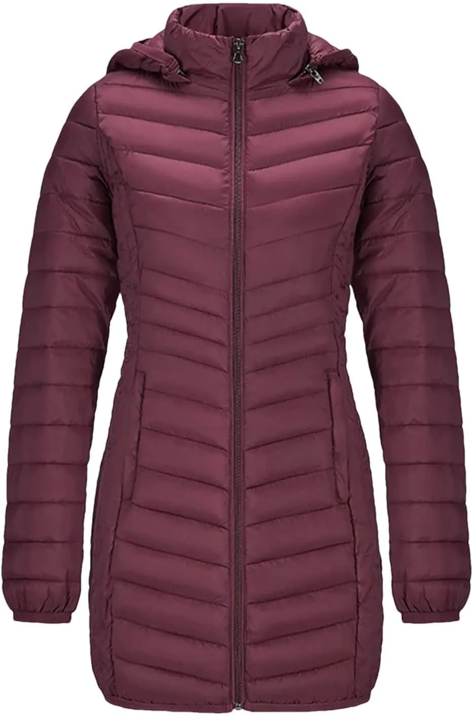 Winter Women Soild Windproof Long Warm Parka Coat With Hood Ultralight Portable Outdoor Padded Cotton Jacket