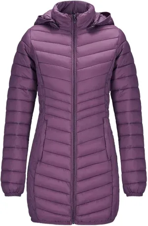 Winter Women Soild Windproof Long Warm Parka Coat With Hood Ultralight Portable Outdoor Padded Cotton Jacket