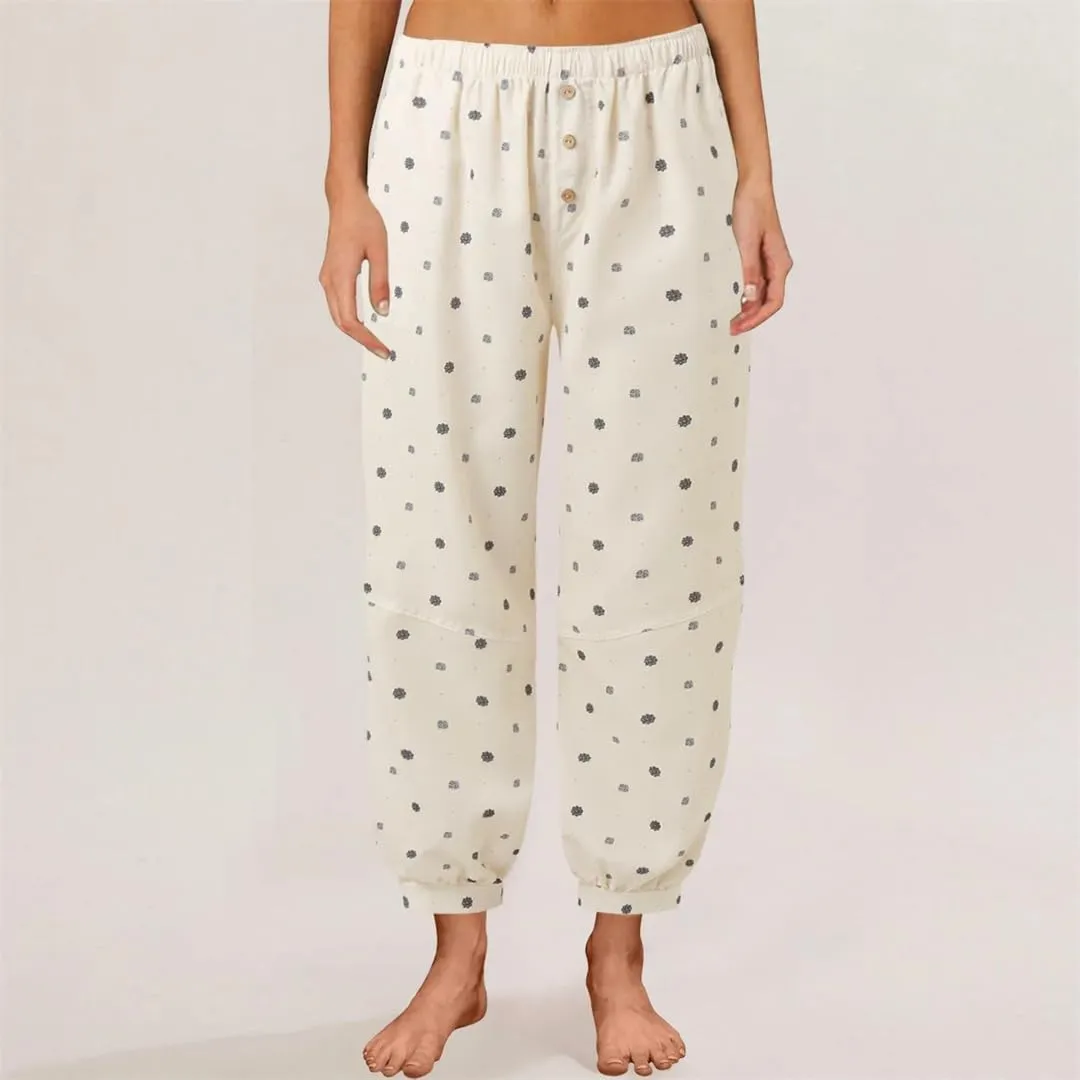 Women Elastic Waist with Pocket Loose Harem Pants Printed Crop Casual Female Long Pants