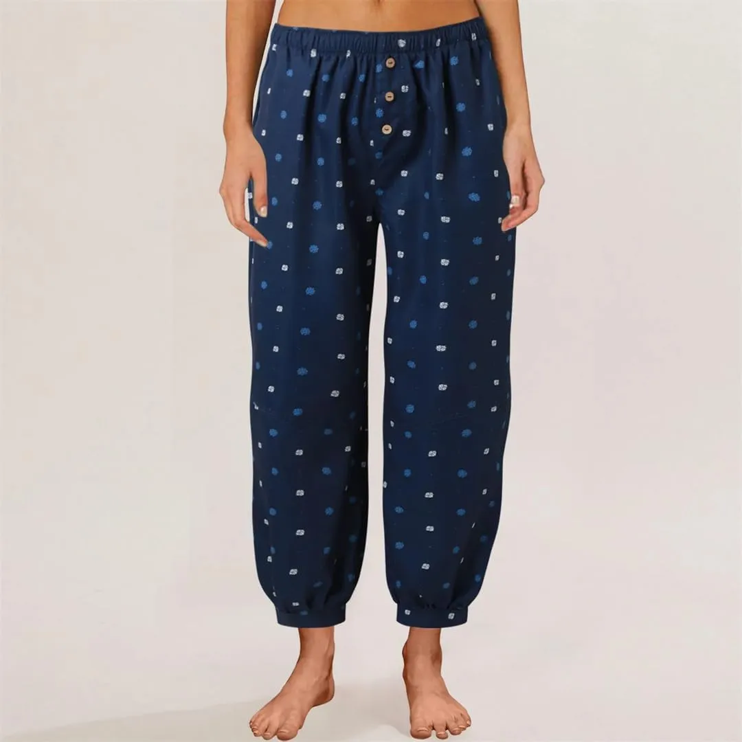 Women Elastic Waist with Pocket Loose Harem Pants Printed Crop Casual Female Long Pants