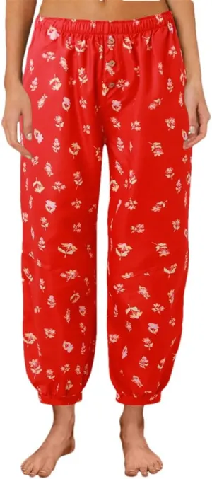 Women Elastic Waist with Pocket Loose Harem Pants Printed Crop Casual Female Long Pants