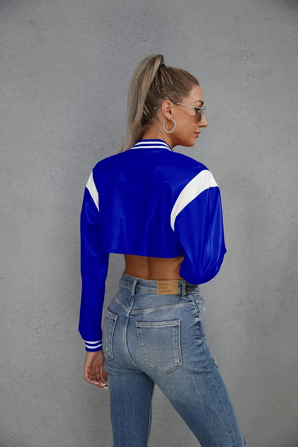 Women Leather Jackets-Faux Motorcycle Cropped Moto Biker Coat Short Lightweight PU Leather Bomber Jacket Women