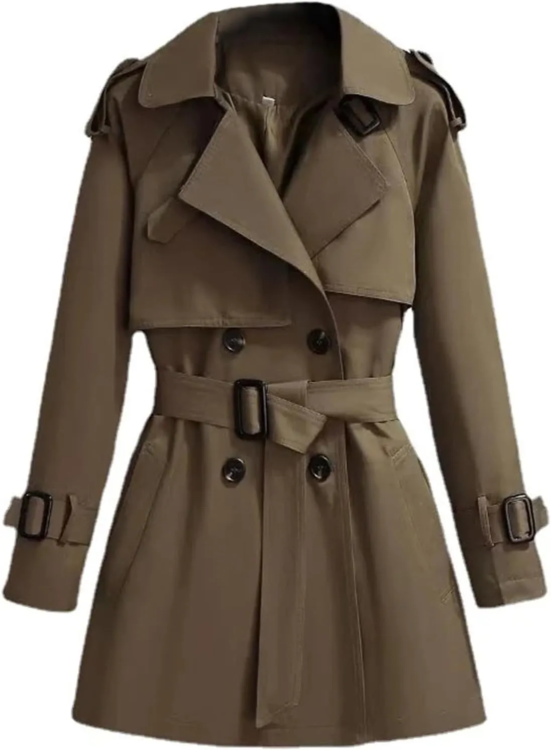 Women Spring Trench Coat Double Breasted All-Match Casual Short Windbreaker Jacket Female Outerwe