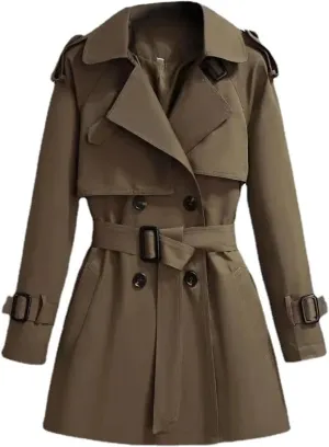 Women Spring Trench Coat Double Breasted All-Match Casual Short Windbreaker Jacket Female Outerwe