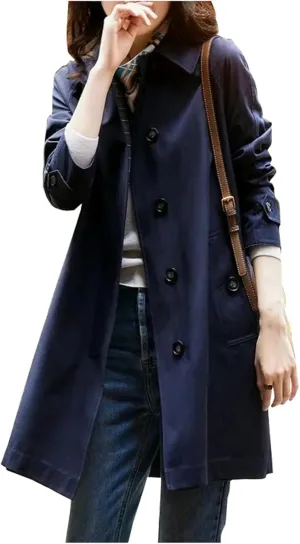Women Spring Trench Coat Fashion Loose Single-Breasted All-Match Casual Windbreaker Jacket Female Outwear