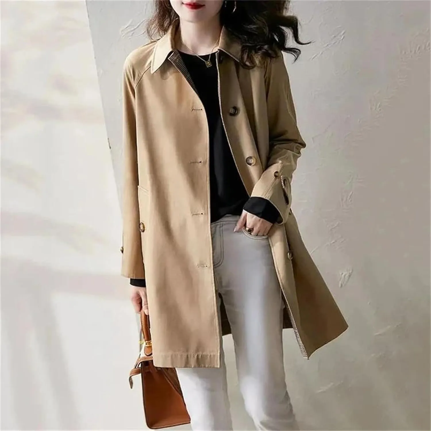 Women Spring Trench Coat Fashion Loose Single-Breasted All-Match Casual Windbreaker Jacket Female Outwear