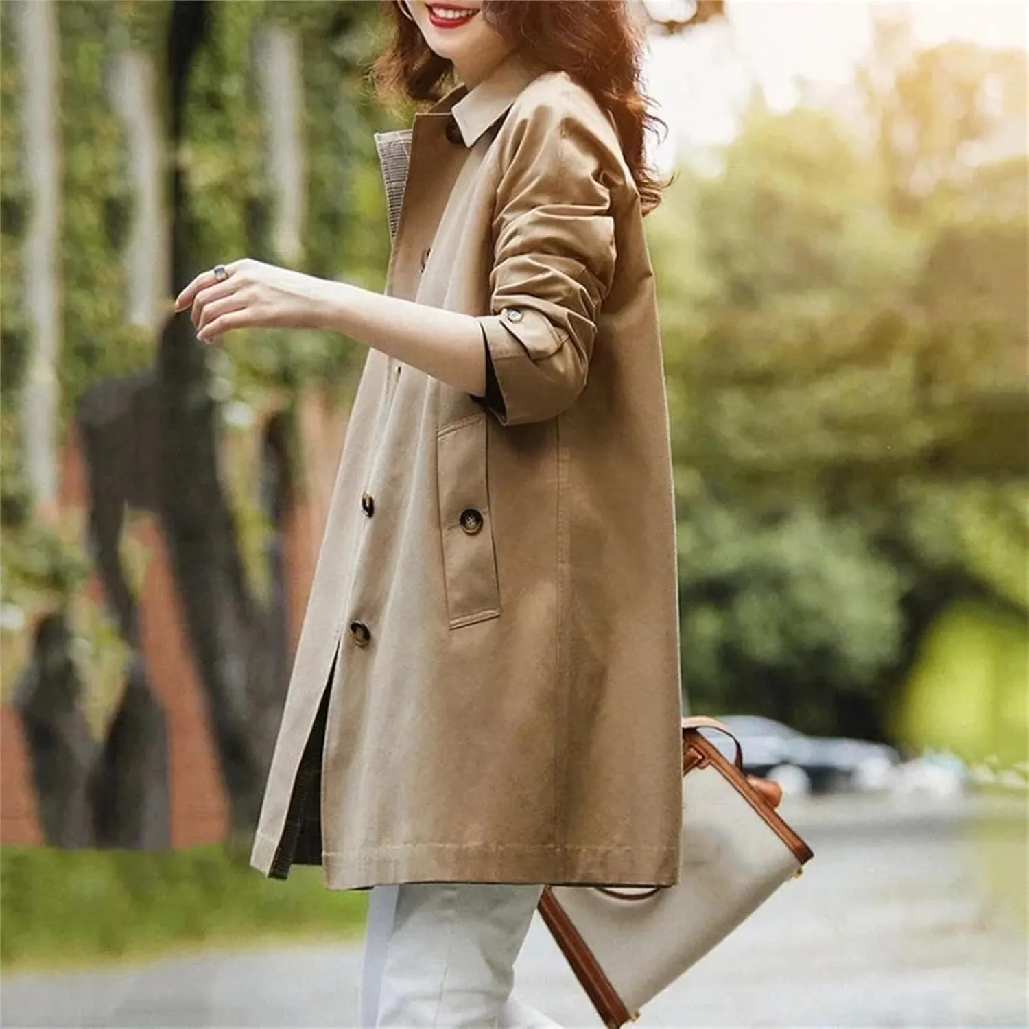 Women Spring Trench Coat Fashion Loose Single-Breasted All-Match Casual Windbreaker Jacket Female Outwear